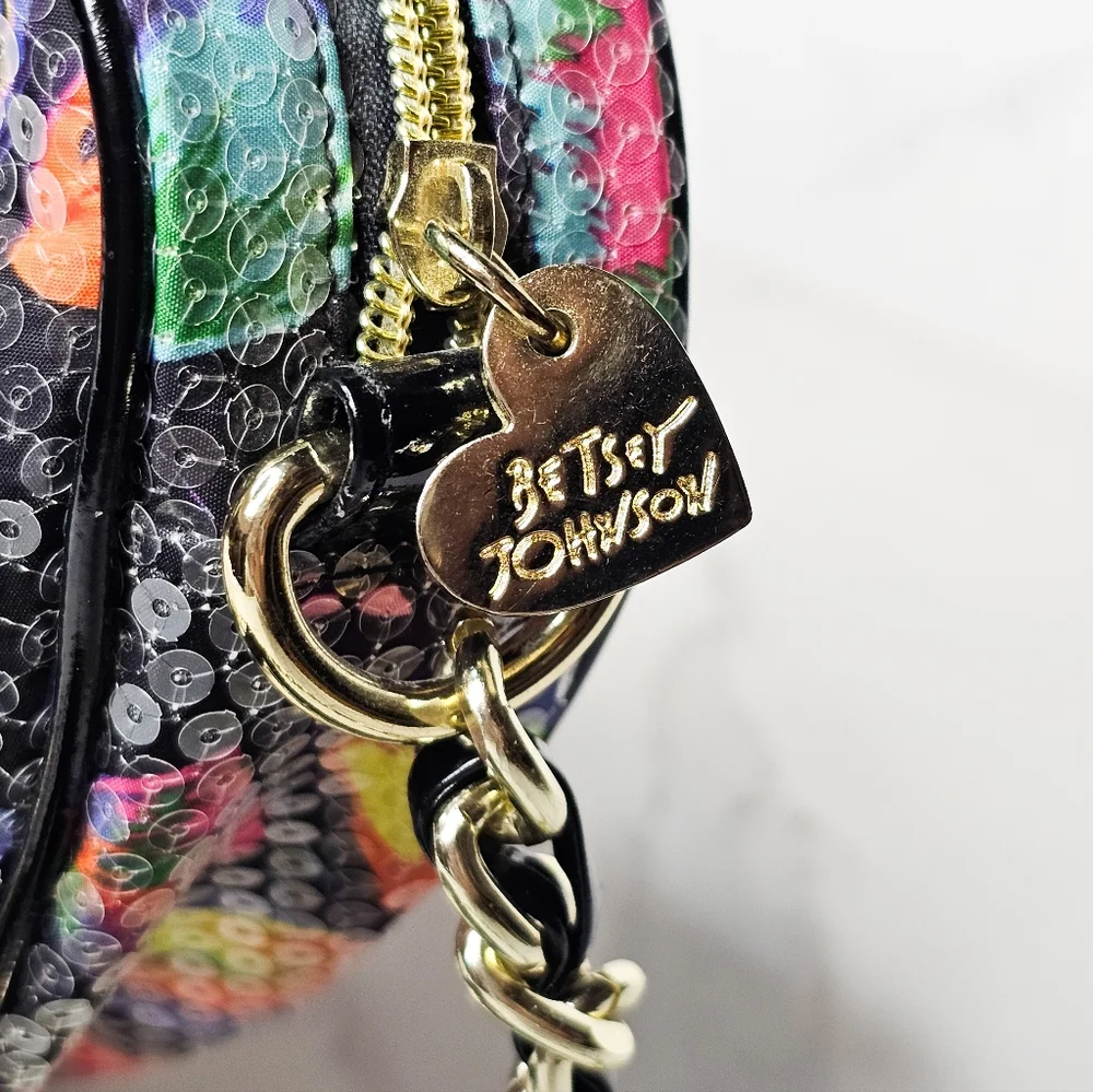 Betsy Johnson Nylon & Sequined Crossbody Faux Leather Purse